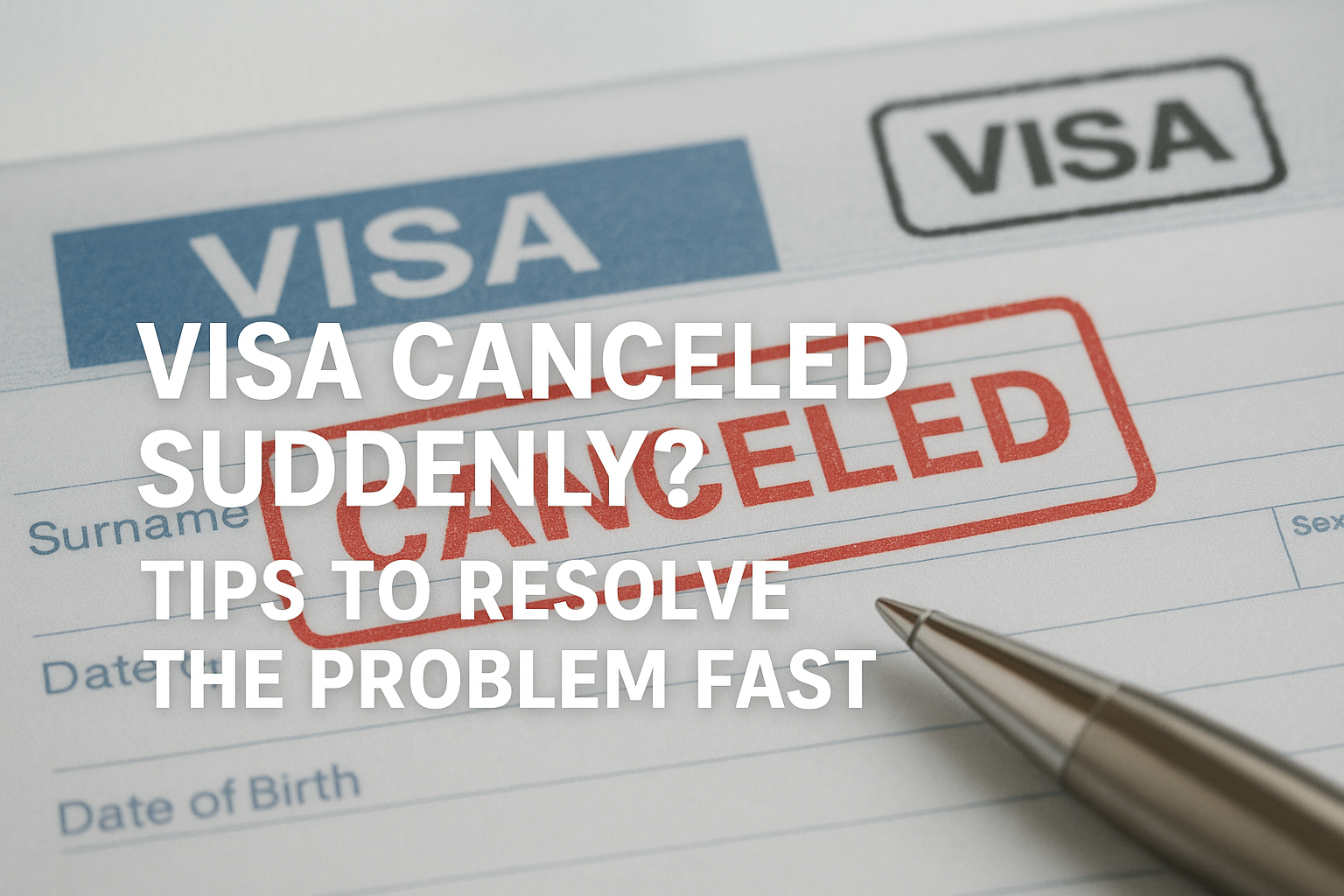 Visa Canceled Suddenly Tips to Resolve the Problem Fast